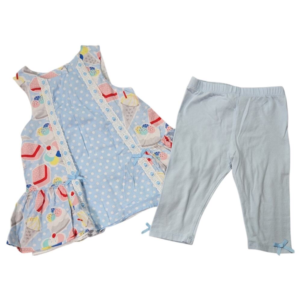 Pippa & Julie Girls 3T Ice Cream Tunic Top Capri Leggings Matching Set Birthday